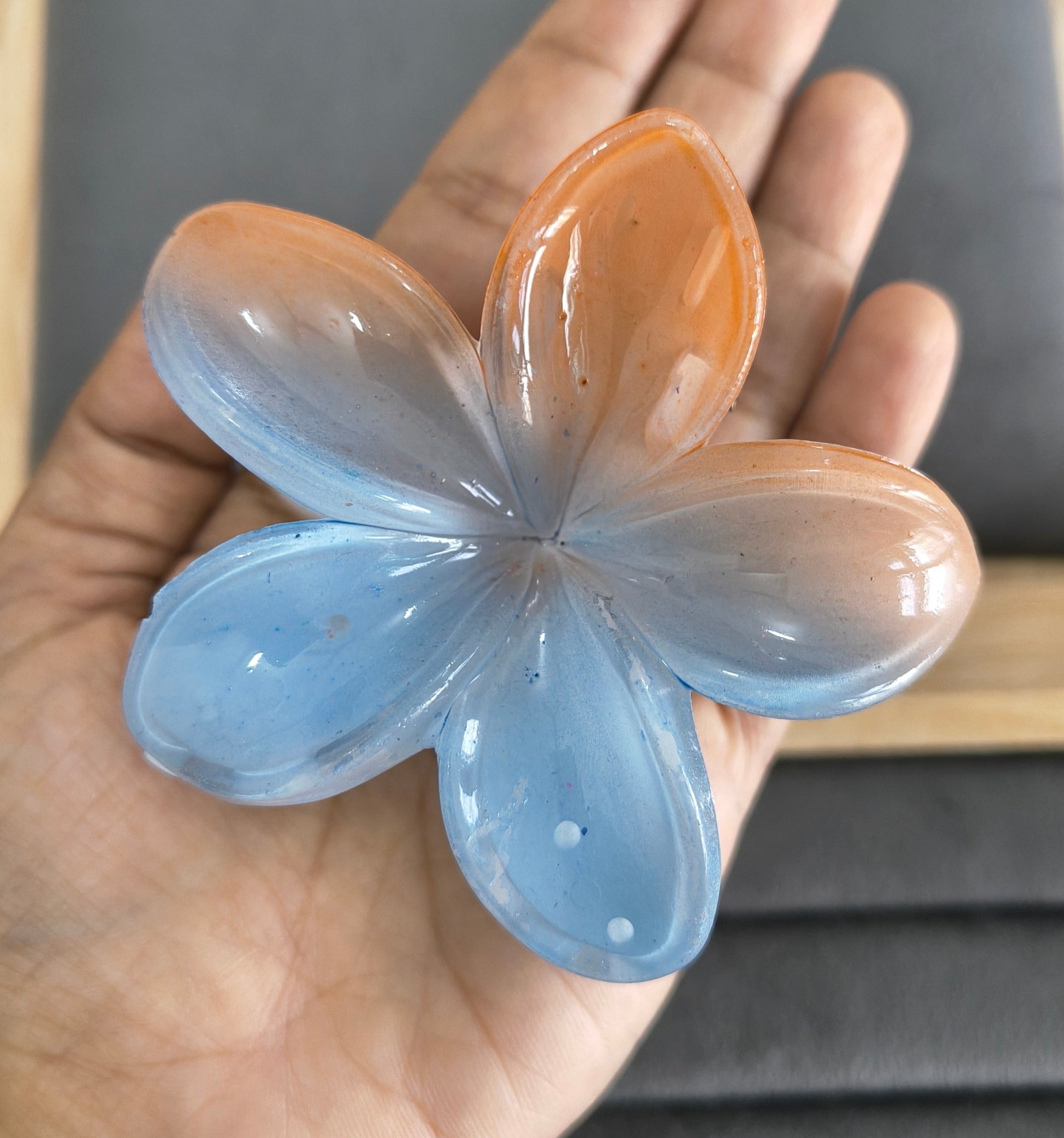 Dual Color Glossy Flower Hair Claw Clips