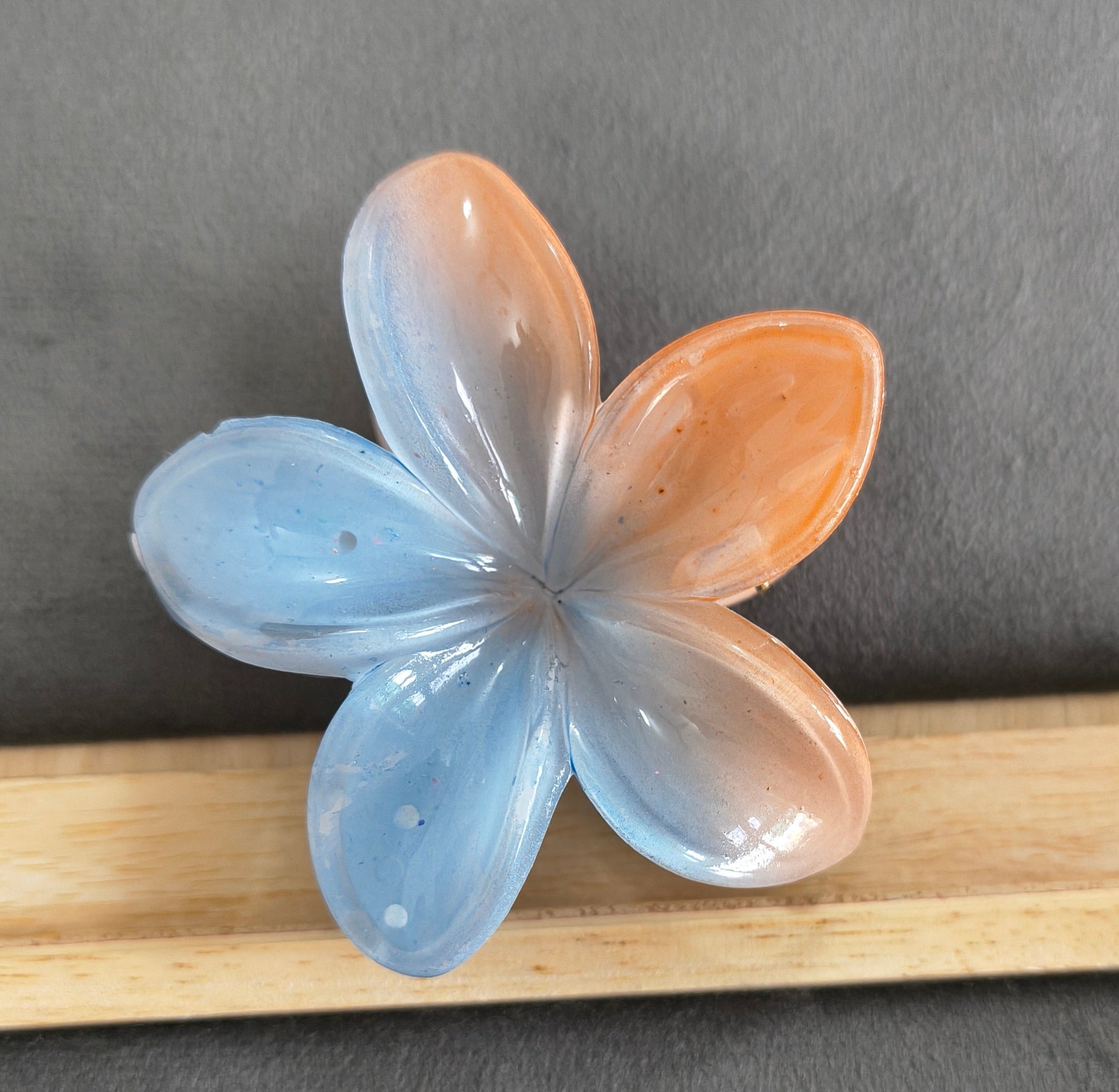 Dual Color Glossy Flower Hair Claw Clips