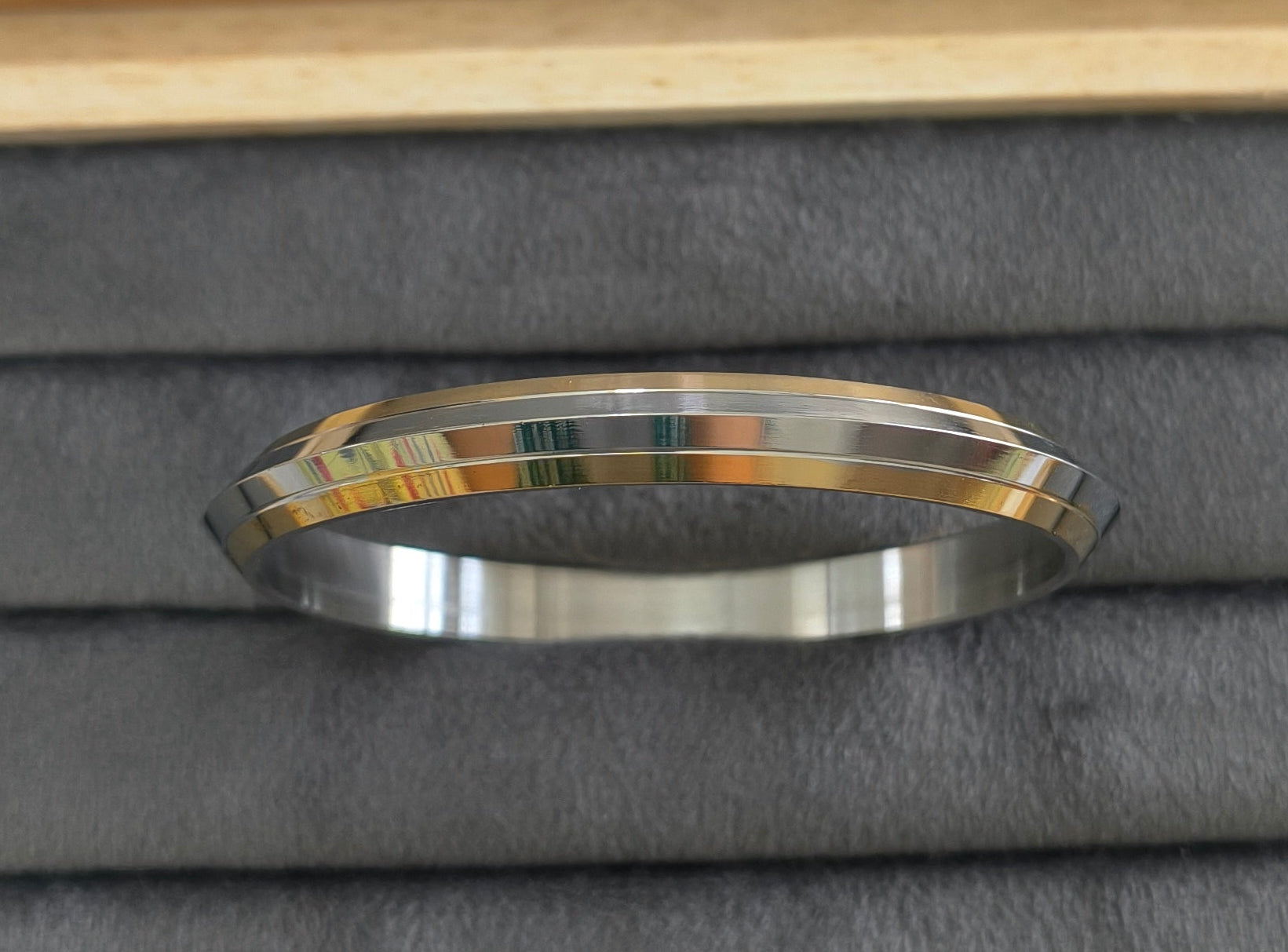 Dual Tone Gold Silver Plated Heavy Punjabi Kada Bracelet