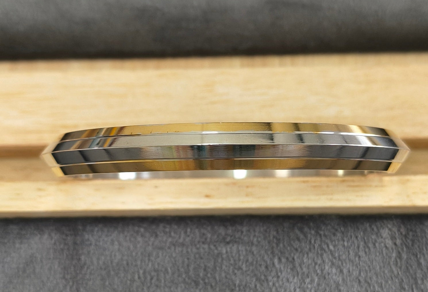 Dual Tone Gold Silver Plated Heavy Punjabi Kada Bracelet