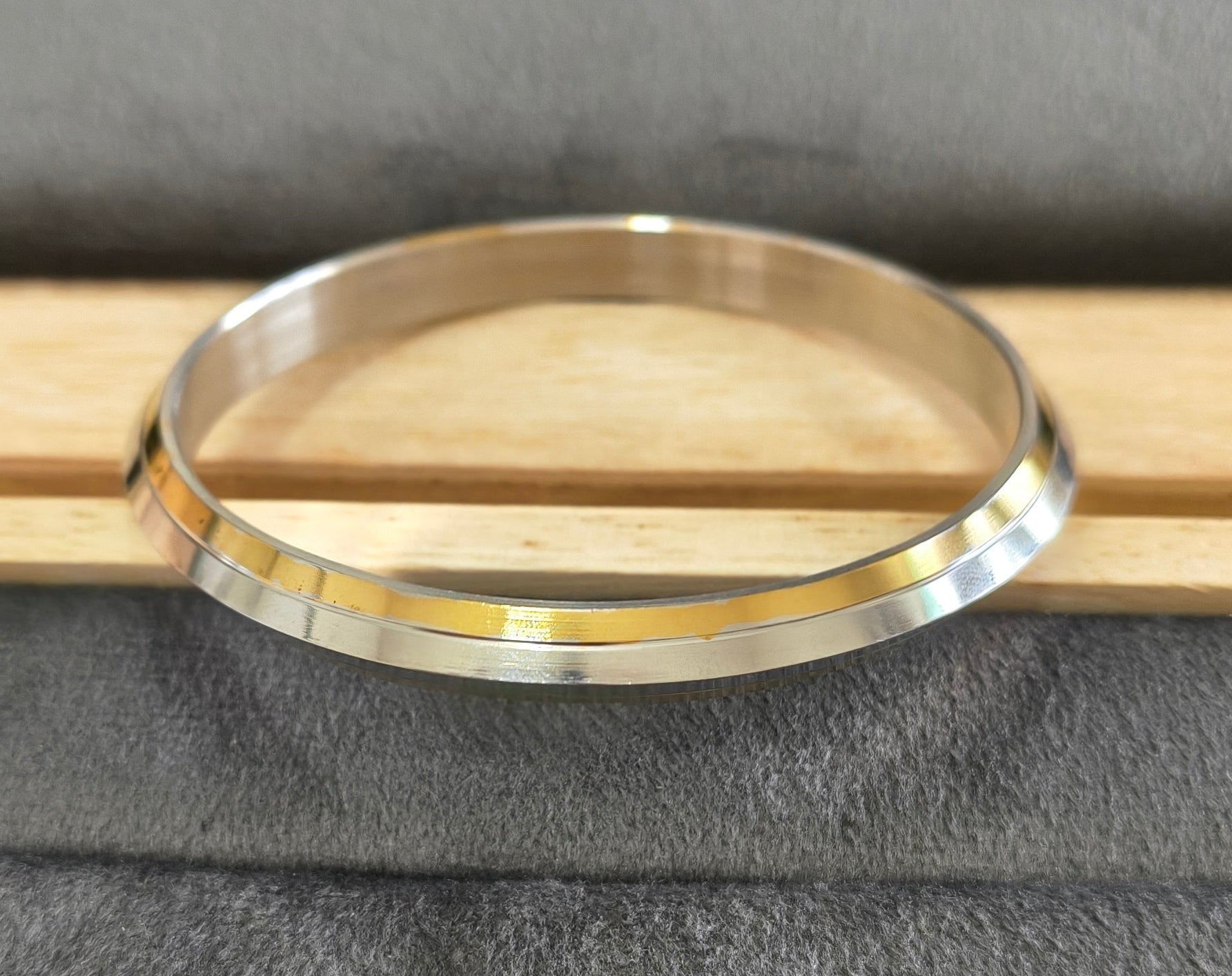 Dual Tone Gold Silver Plated Heavy Punjabi Kada Bracelet