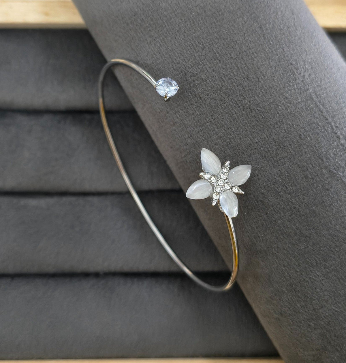 Fancy Bracelet Gold Plated Floral Open Cuff