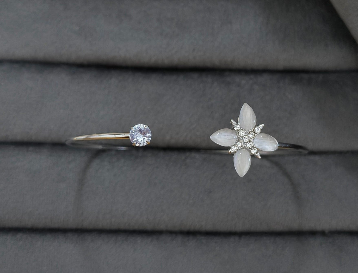Fancy Bracelet Gold Plated Floral Open Cuff