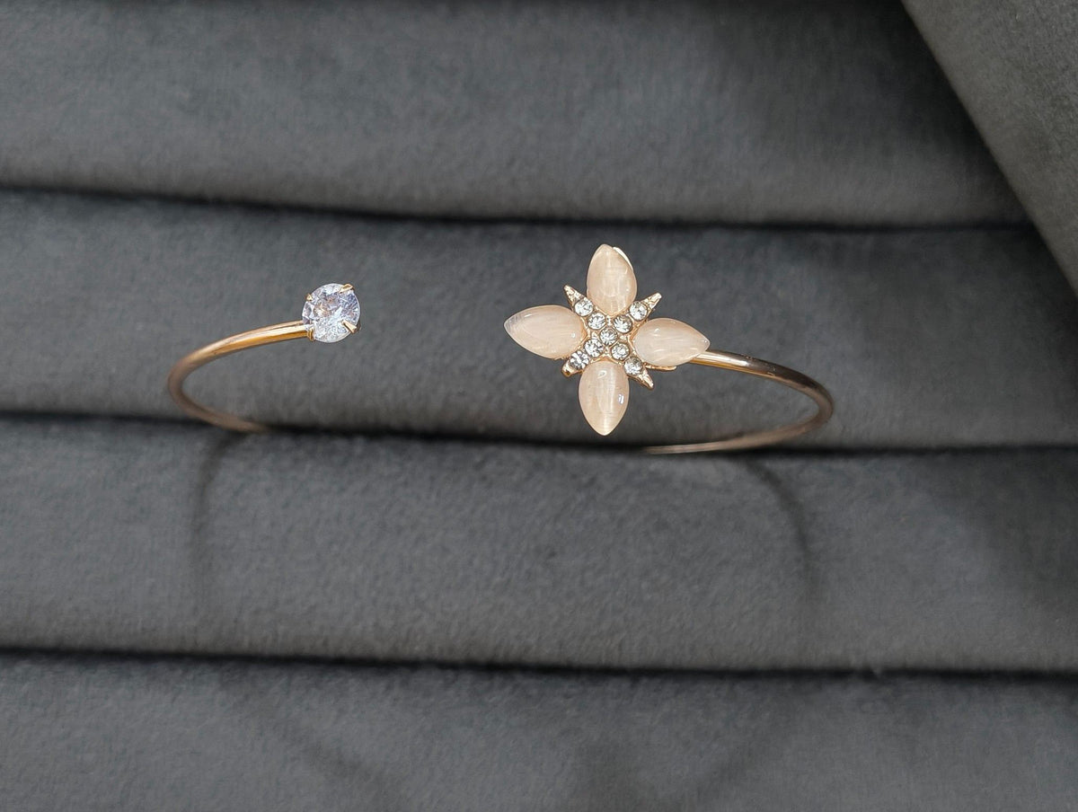 Fancy Bracelet Gold Plated Floral Open Cuff