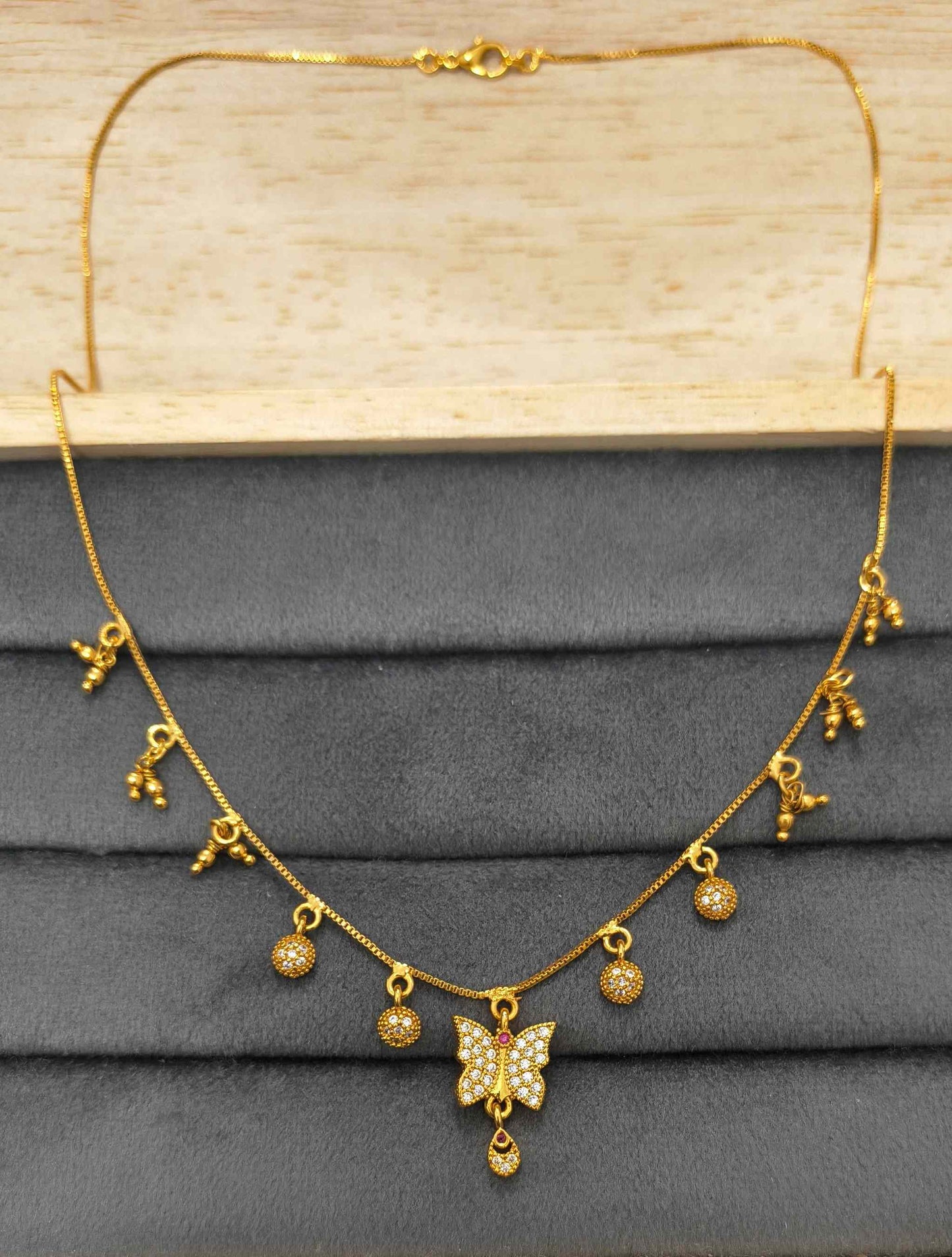 Fancy DailyWear Gold Plated Necklace with Butterfly Pendant