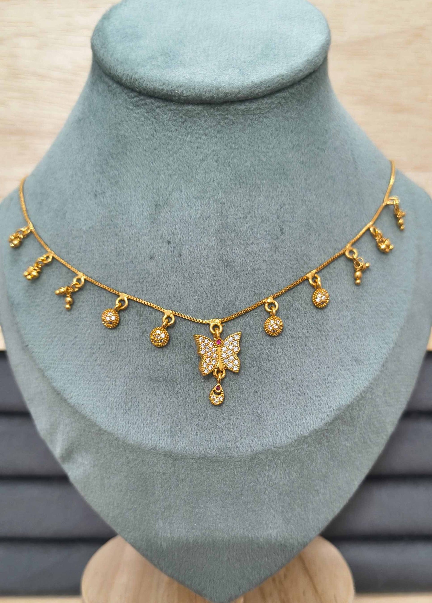 Fancy DailyWear Gold Plated Necklace with Butterfly Pendant
