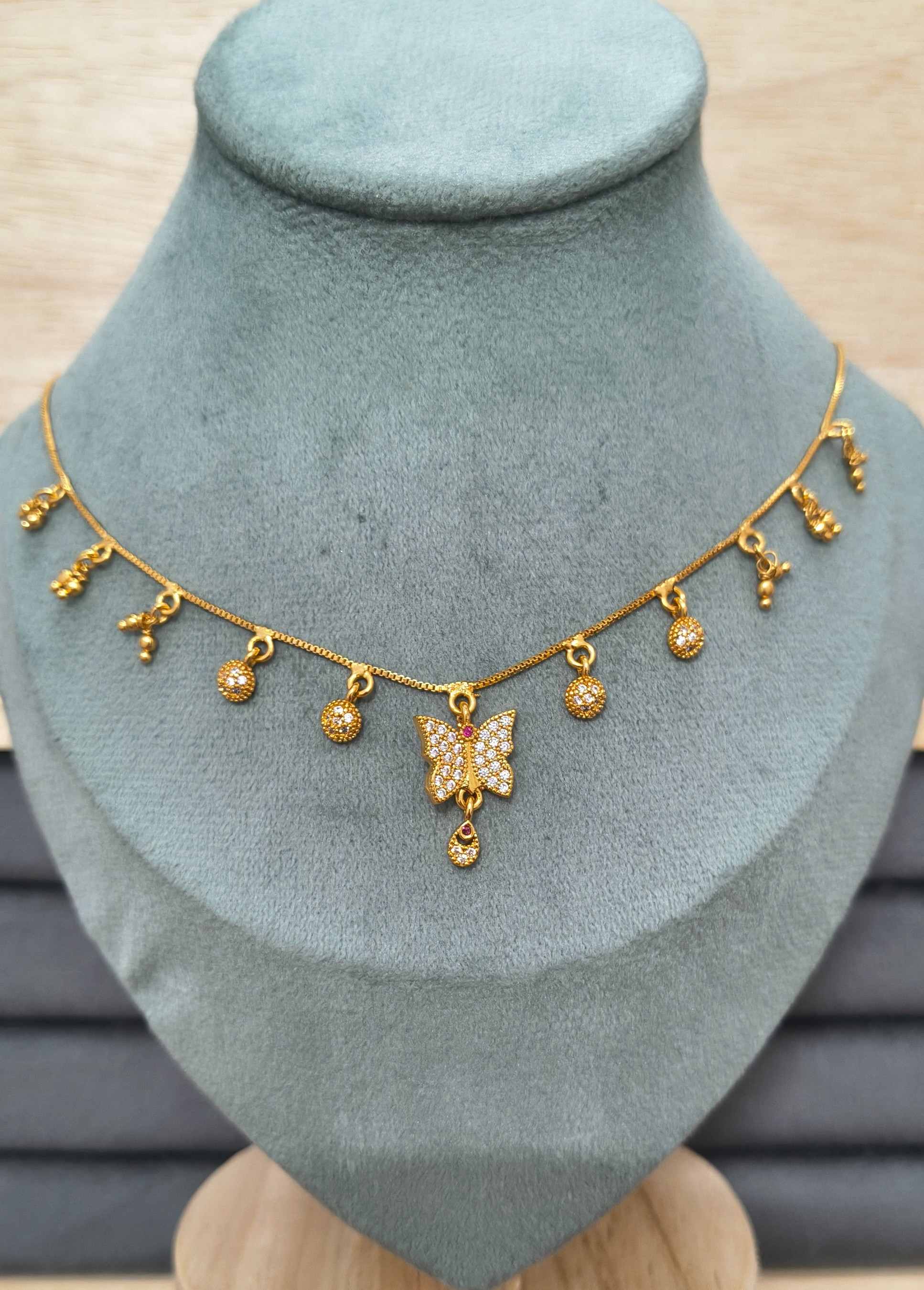 Fancy DailyWear Gold Plated Necklace with Butterfly Pendant