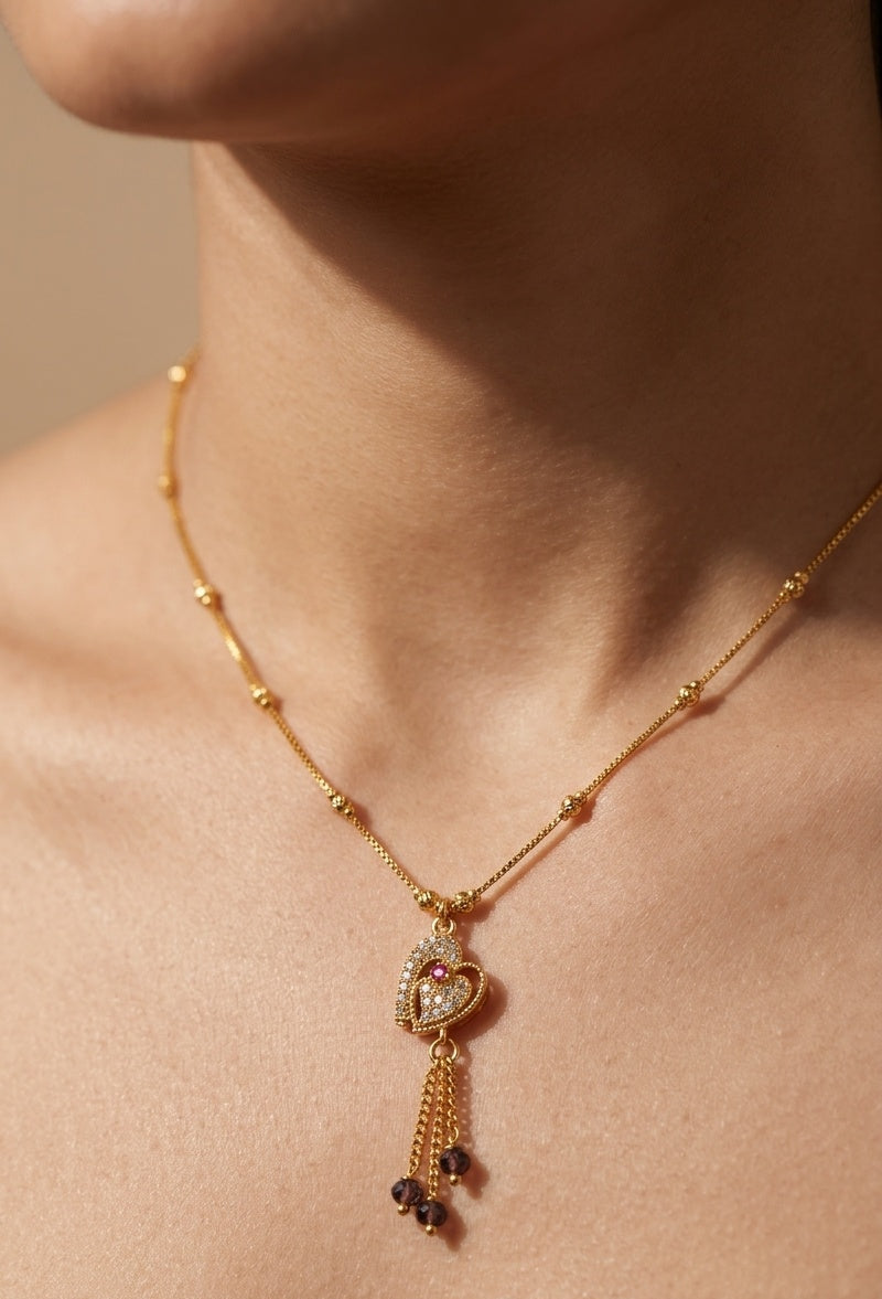 Fancy DailyWear Gold Plated Necklace with Heart Pendant