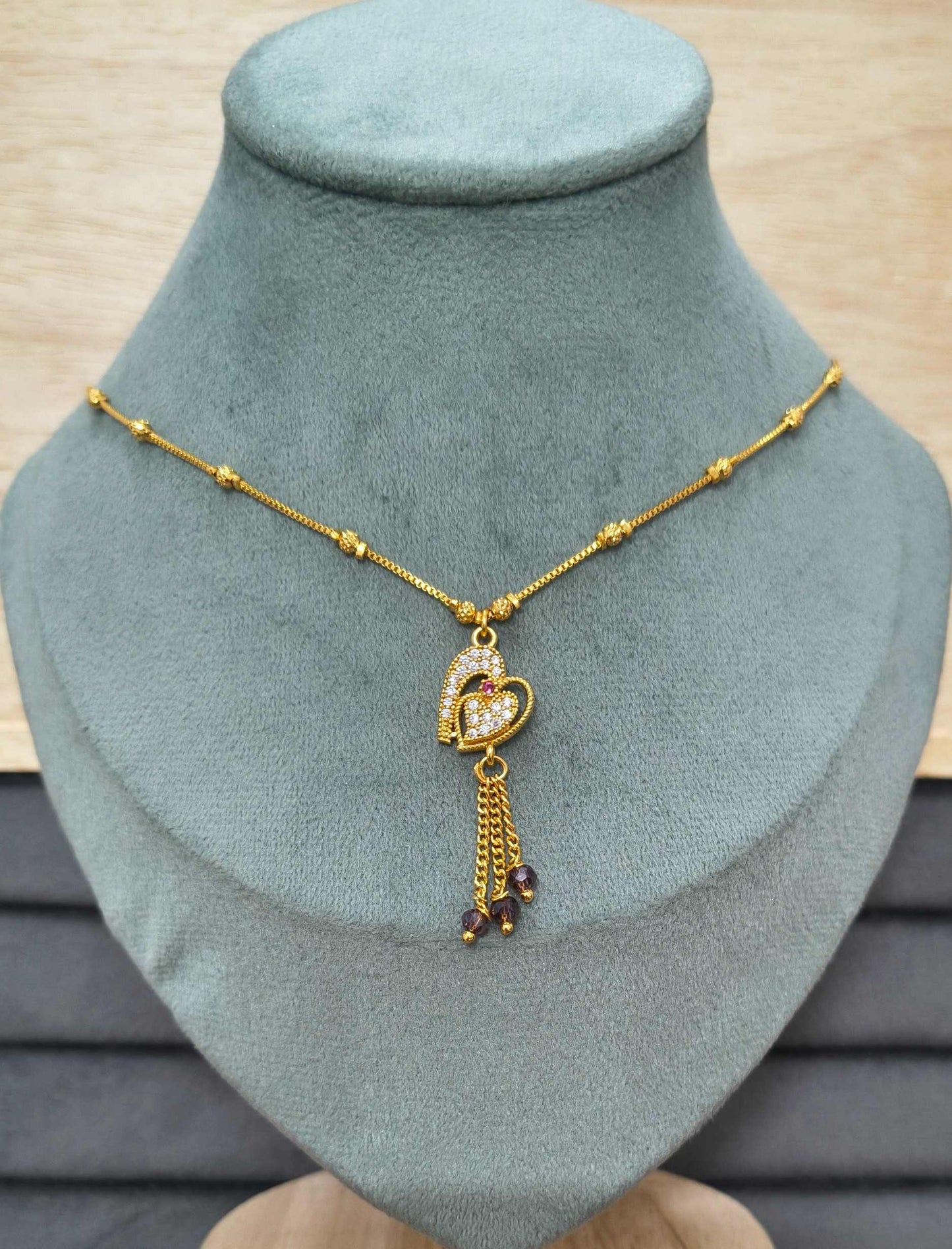 Fancy DailyWear Gold Plated Necklace with Heart Pendant