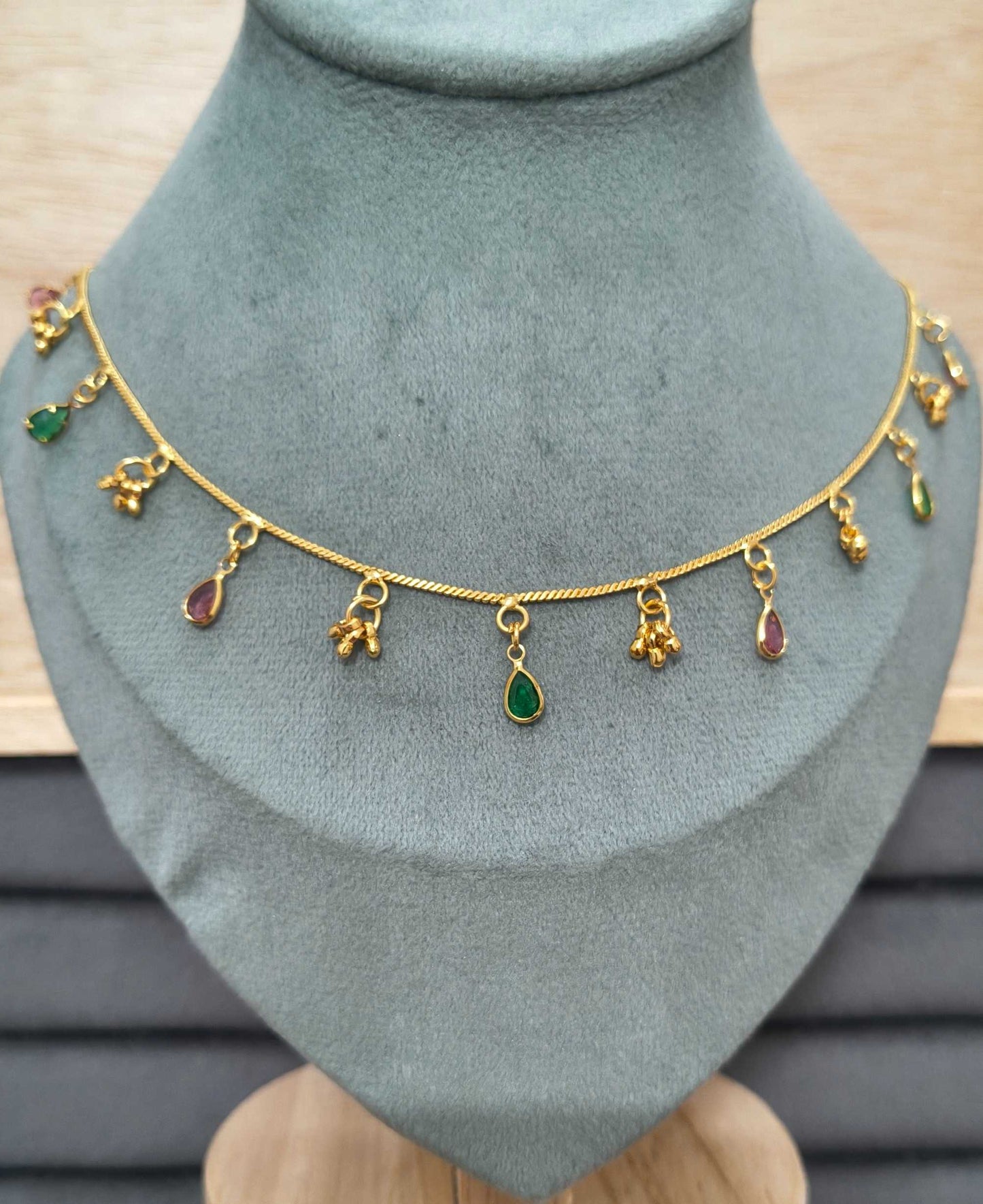 Fancy Dailywear Gold Plated Multi Charm Drop Necklace