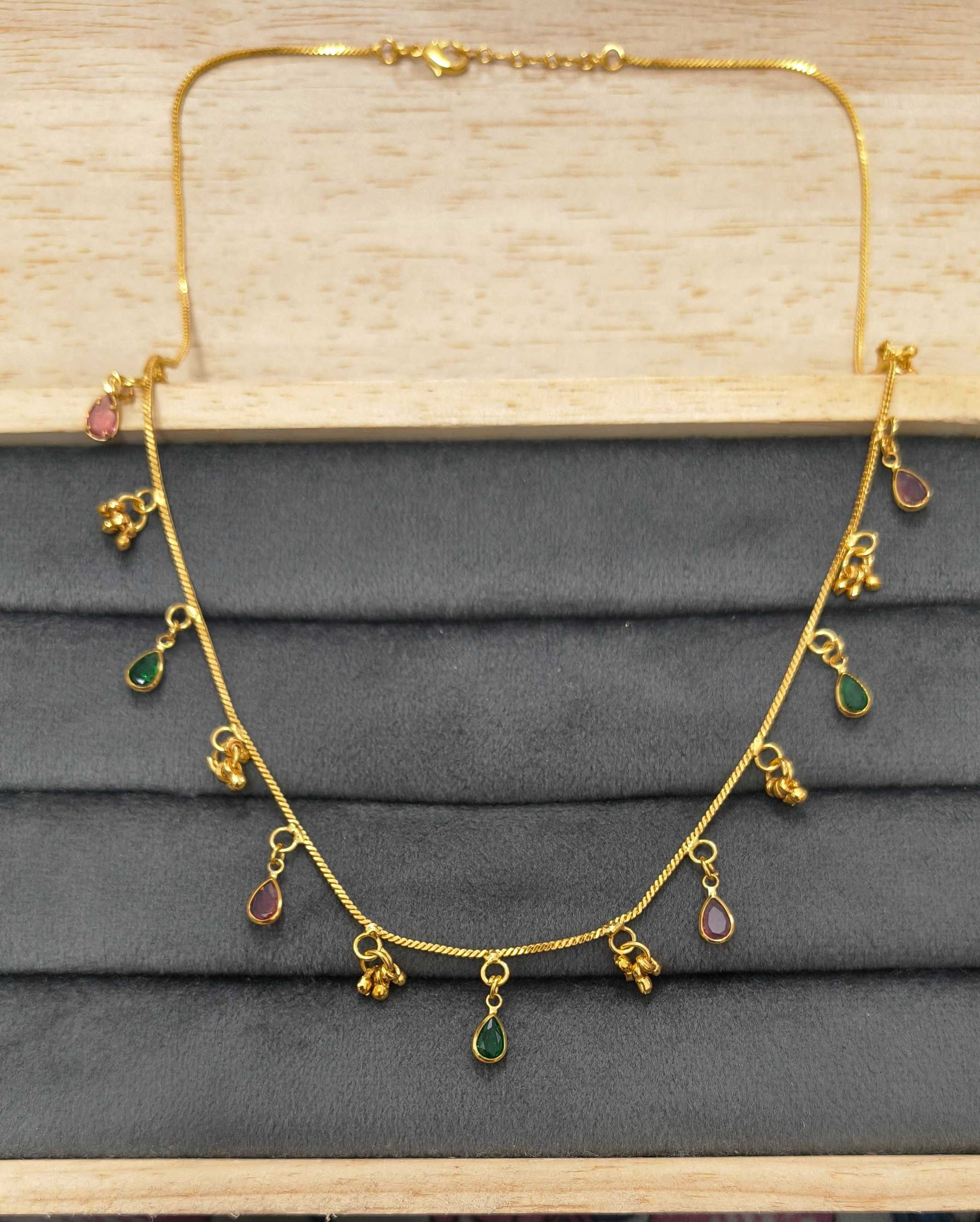 Fancy Dailywear Gold Plated Multi Charm Drop Necklace