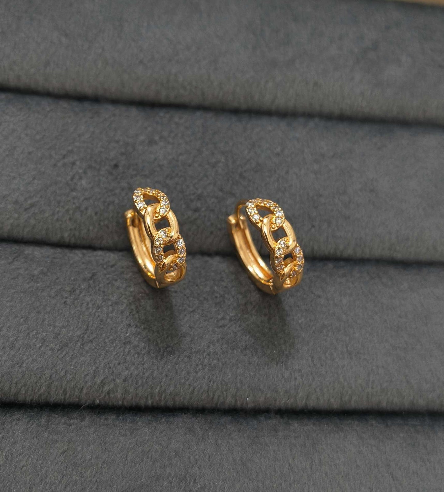 Fancy Hoop / Bali Chain Link Design Rosegold Earrings