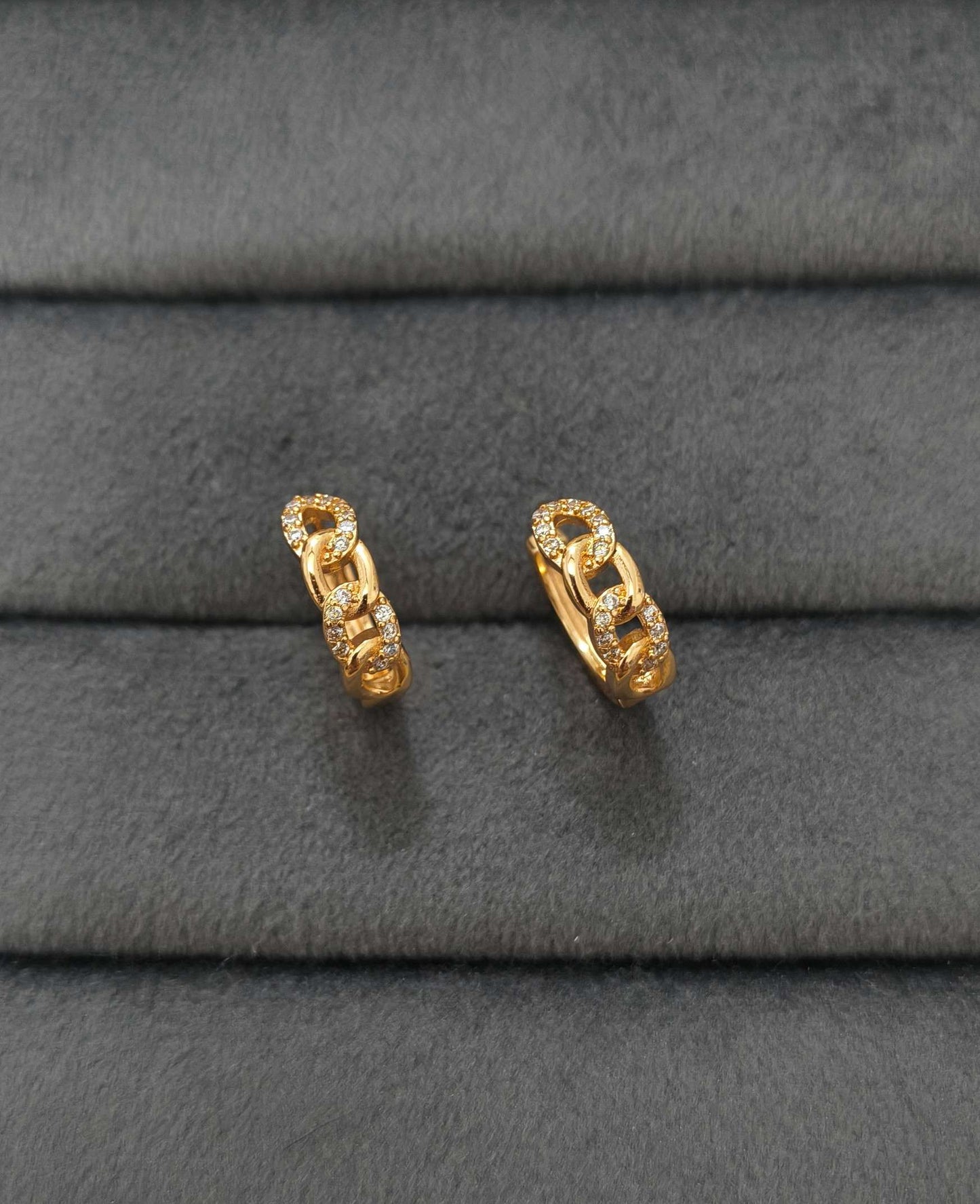 Fancy Hoop / Bali Chain Link Design Rosegold Earrings