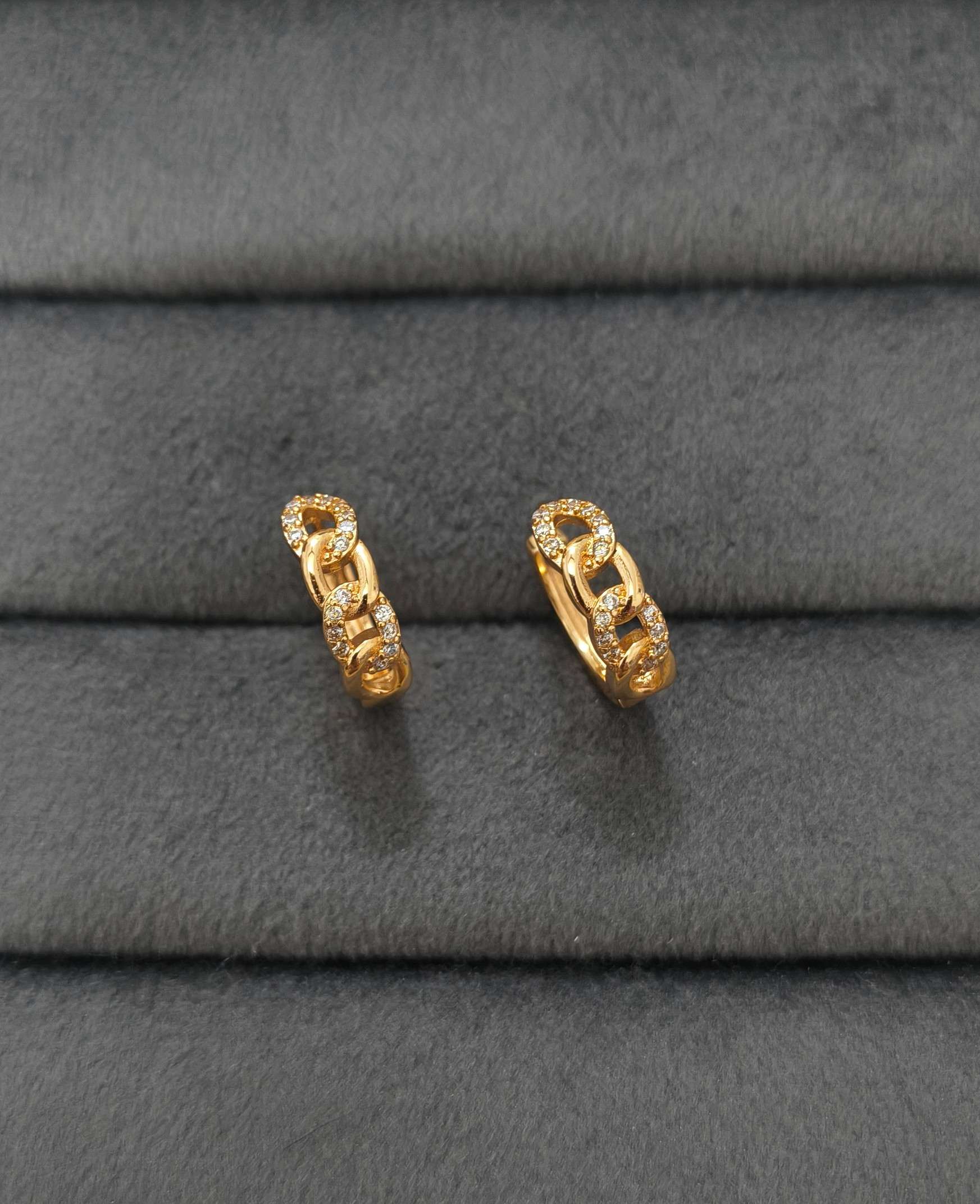 Fancy Hoop / Bali Chain Link Design Rosegold Earrings
