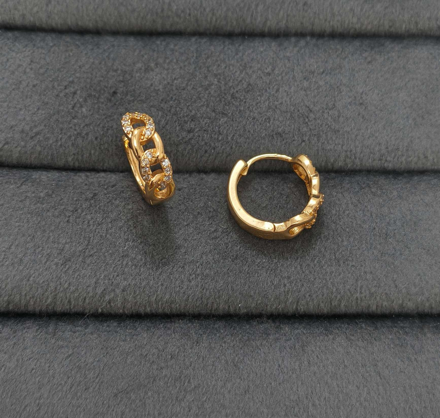 Fancy Hoop / Bali Chain Link Design Rosegold Earrings