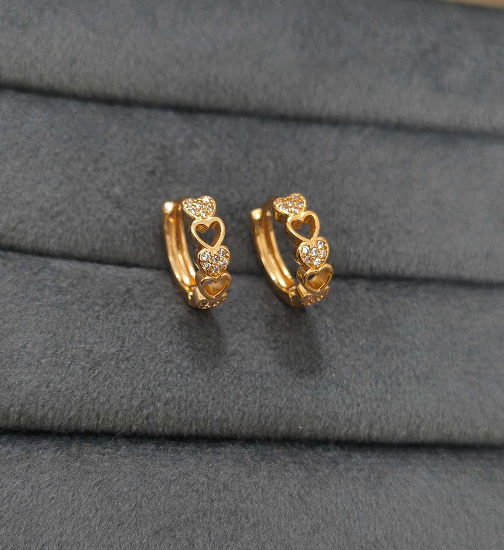 Fancy Hoop / Bali Heart Link Design Rosegold Earrings