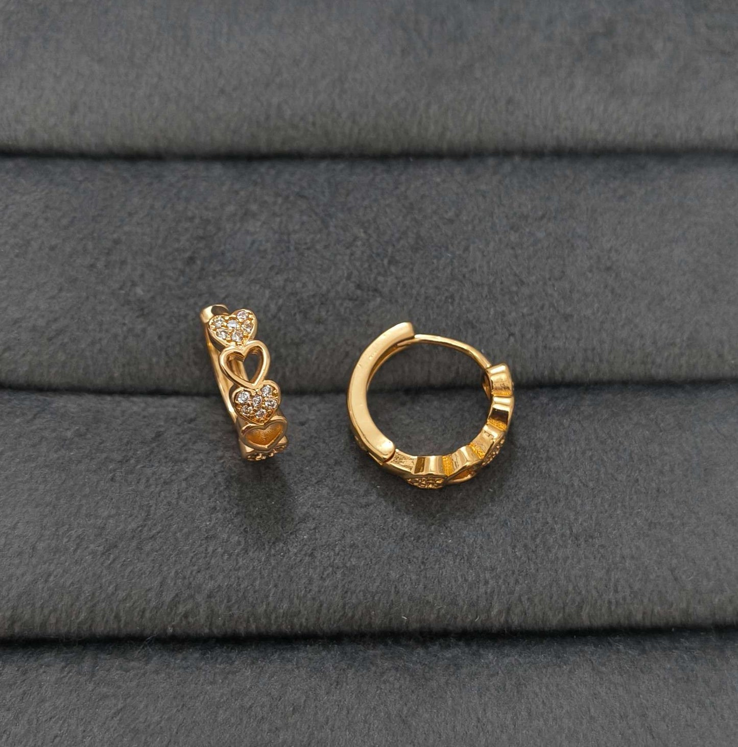 Fancy Hoop / Bali Heart Link Design Rosegold Earrings