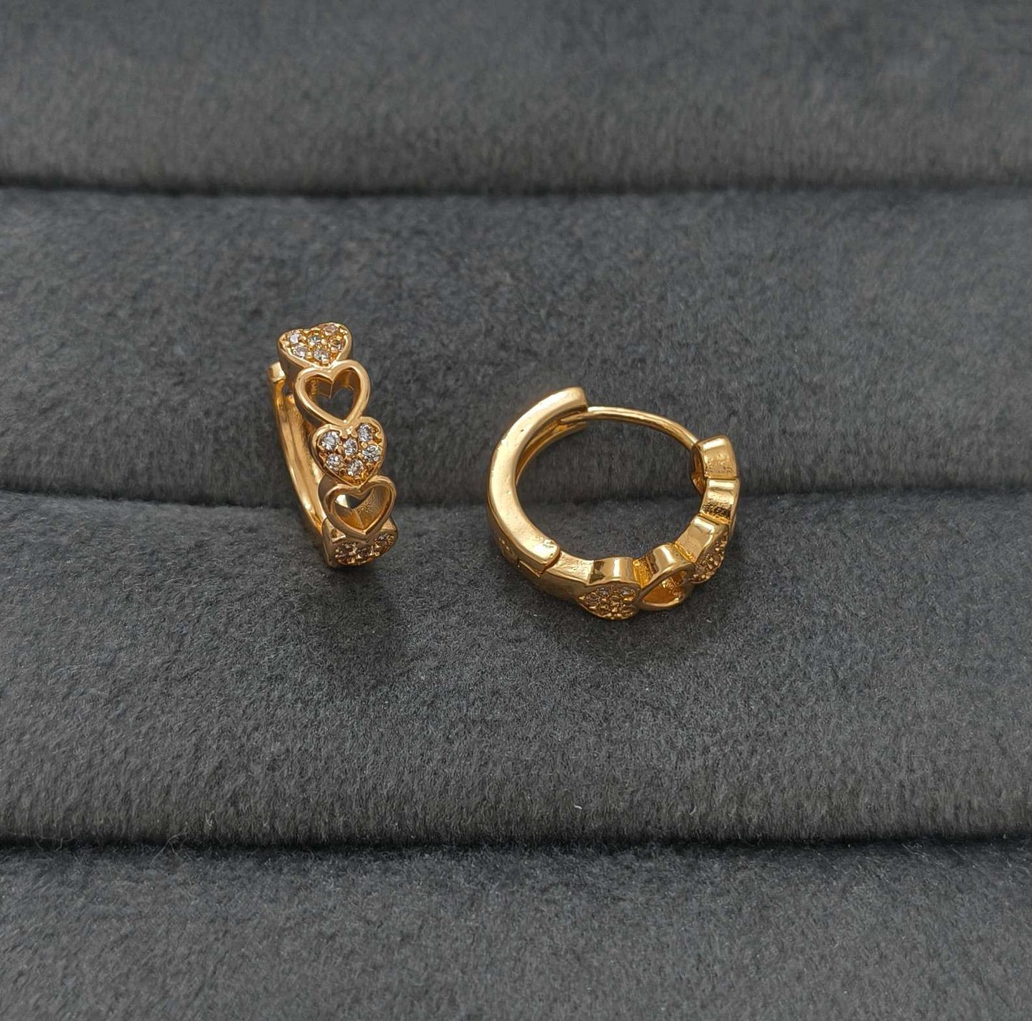 Fancy Hoop / Bali Heart Link Design Rosegold Earrings