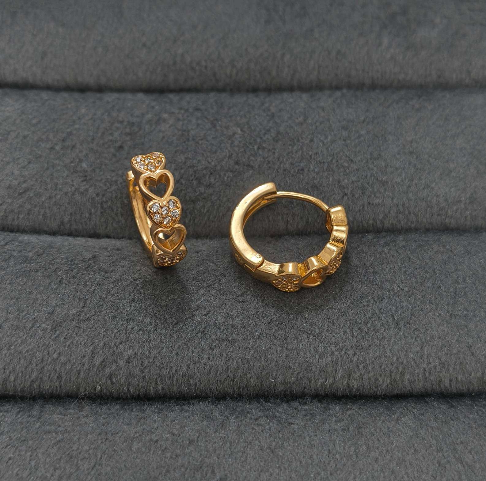 Fancy Hoop / Bali Heart Link Design Rosegold Earrings