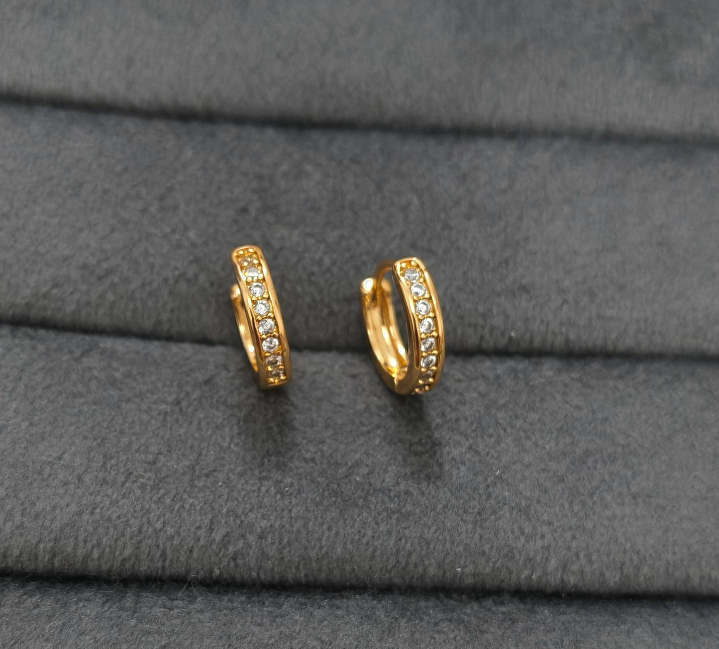 Fancy Hoop / Bali Linear Stone Studded Rosegold Earrings