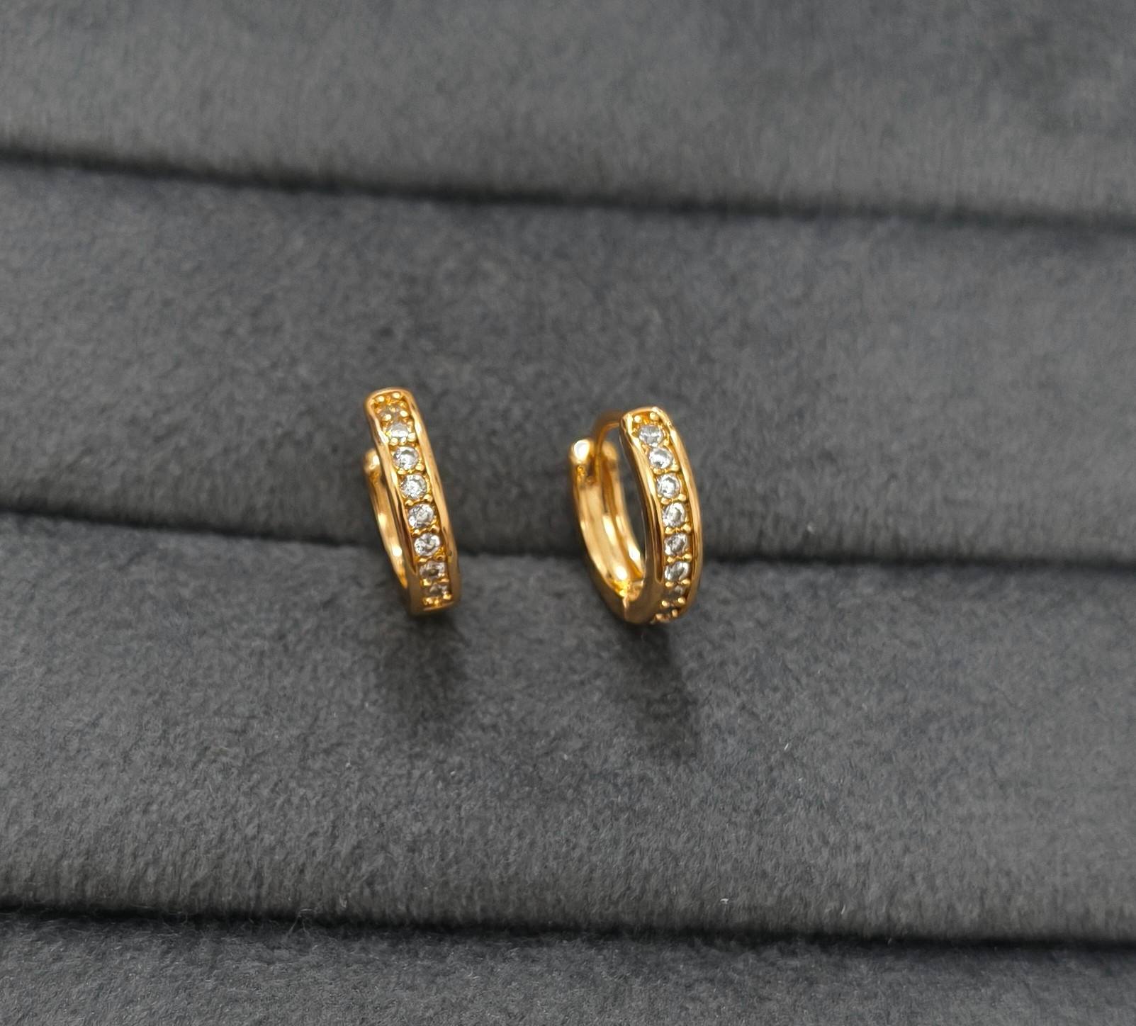 Fancy Hoop / Bali Linear Stone Studded Rosegold Earrings