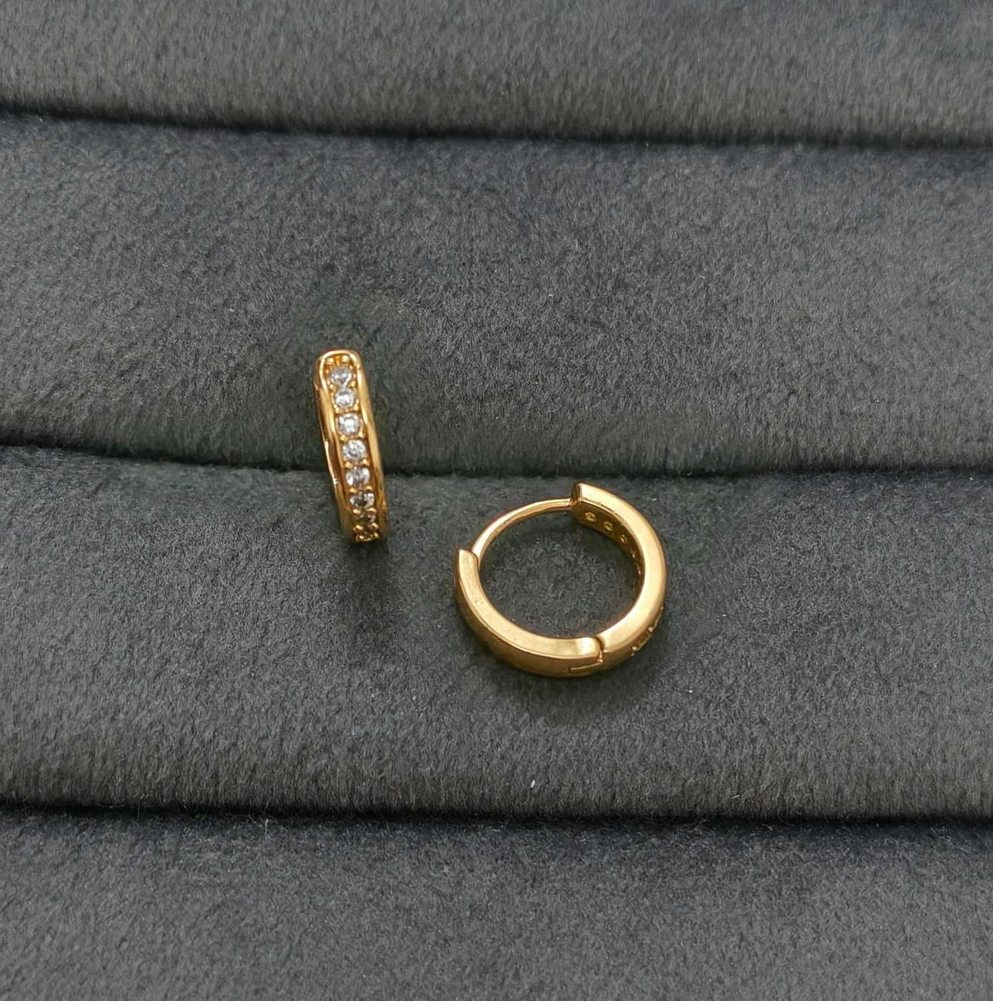 Fancy Hoop / Bali Linear Stone Studded Rosegold Earrings