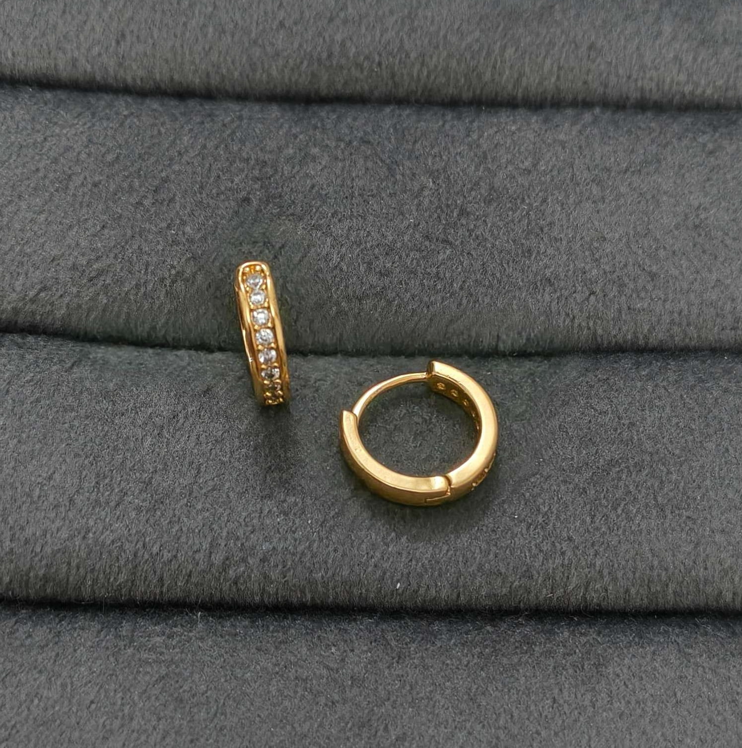 Fancy Hoop / Bali Linear Stone Studded Rosegold Earrings
