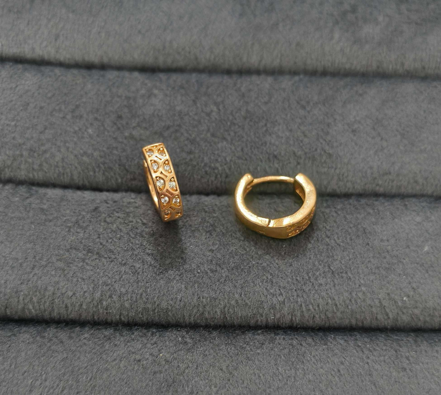Fancy Hoop / Bali Mesh Diamond Studded Rosegold Earrings