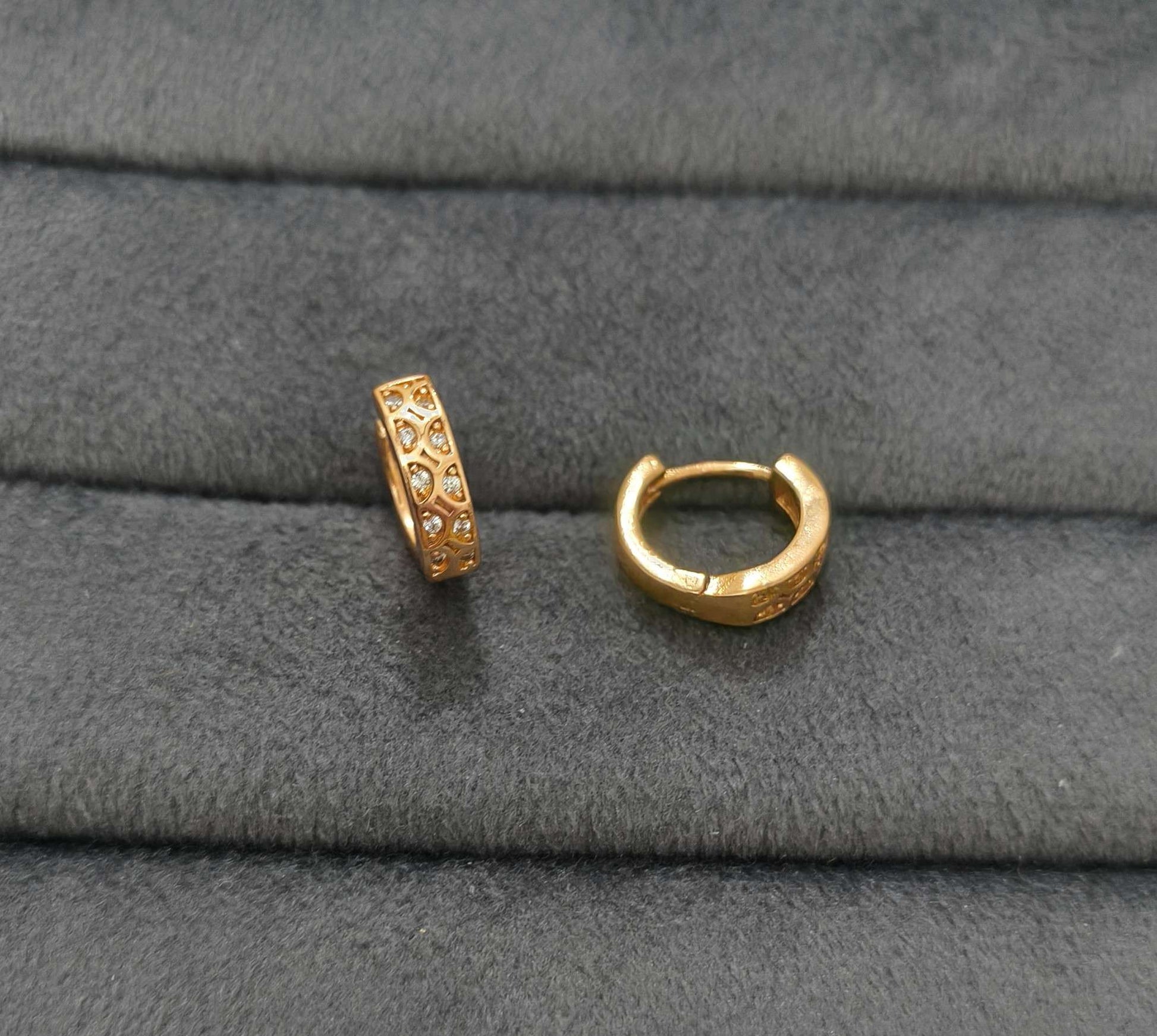 Fancy Hoop / Bali Mesh Diamond Studded Rosegold Earrings