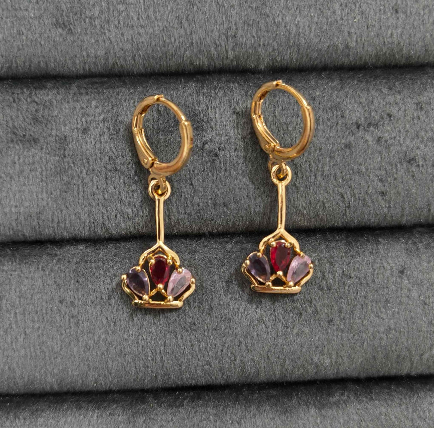 Fancy Korean Crown Stone Studded Earrings