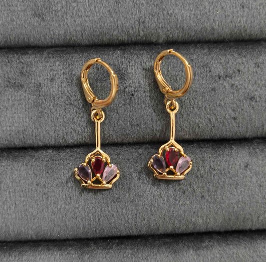 Fancy Korean Crown Stone Studded Earrings