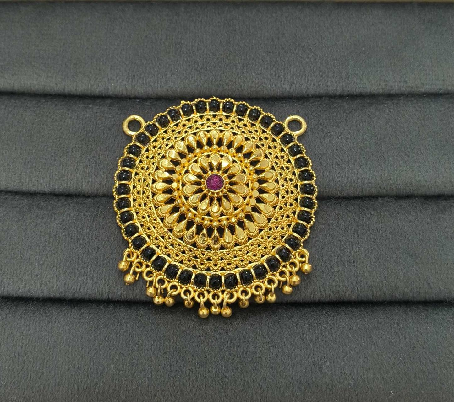 Fancy MicroGold Plated Round Pendant For Mangalsutra