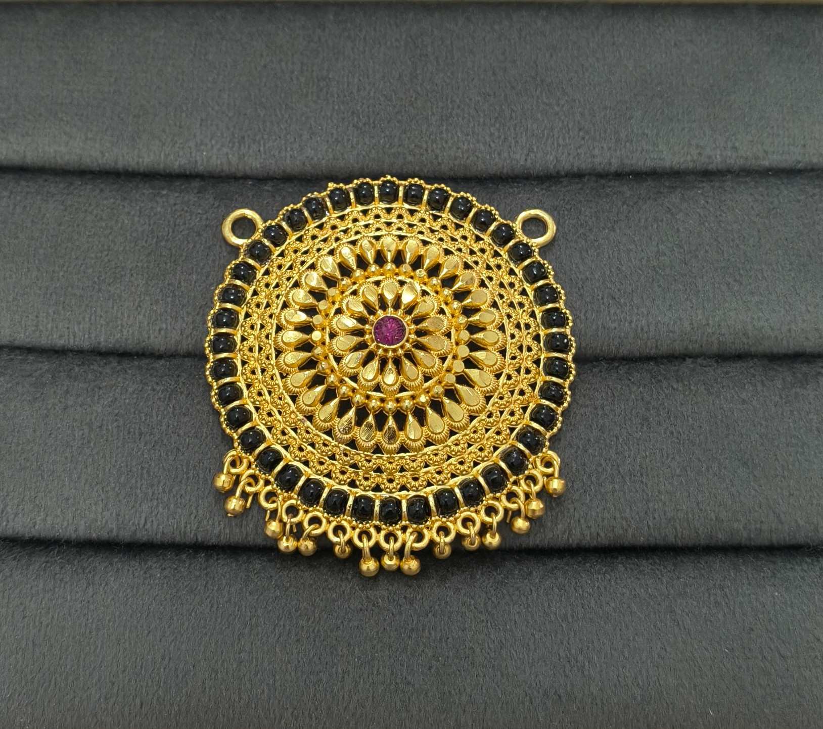 Fancy MicroGold Plated Round Pendant For Mangalsutra