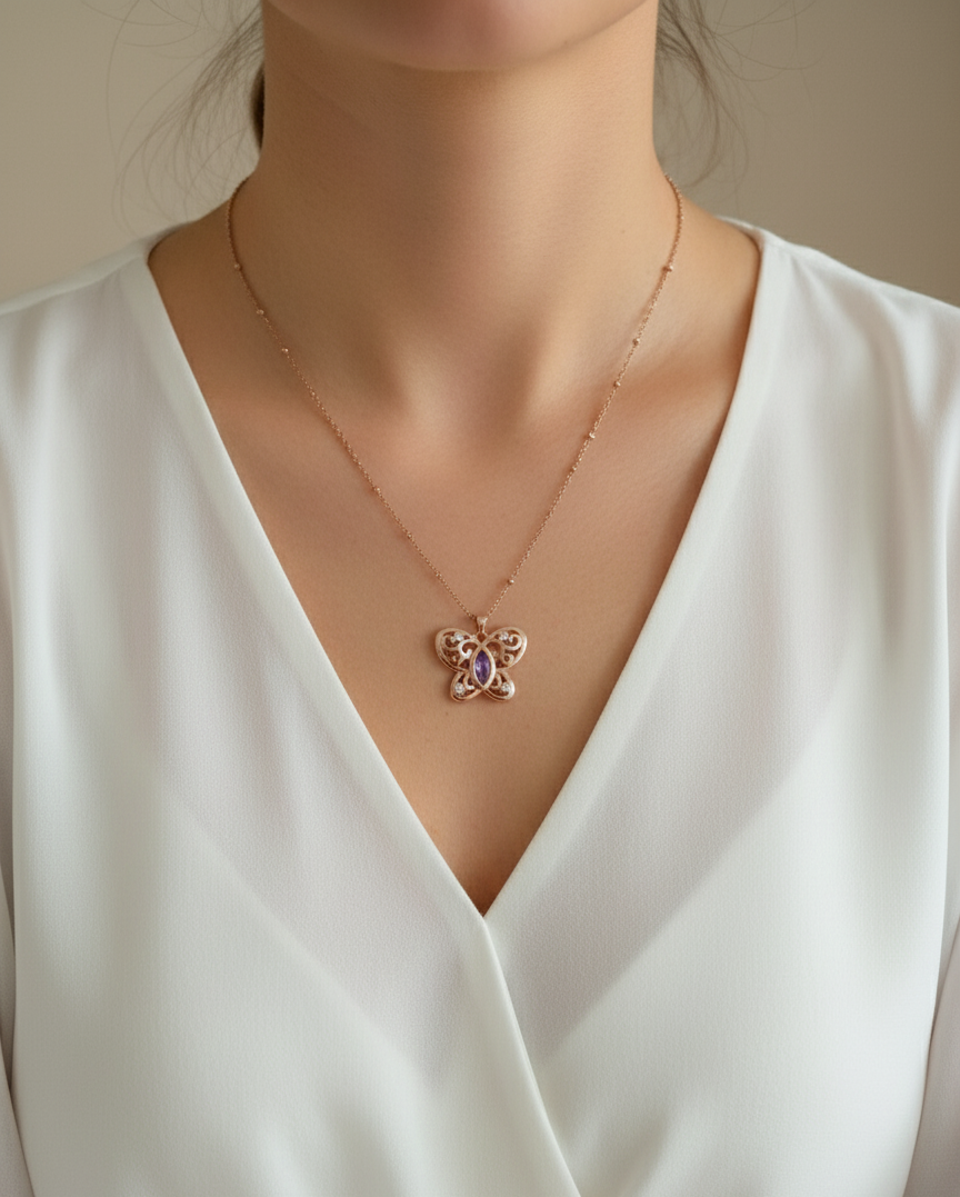 Fancy Seven Stone Changeable Butterfly Necklace