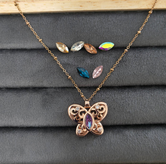 Fancy Seven Stone Changeable Butterfly Necklace