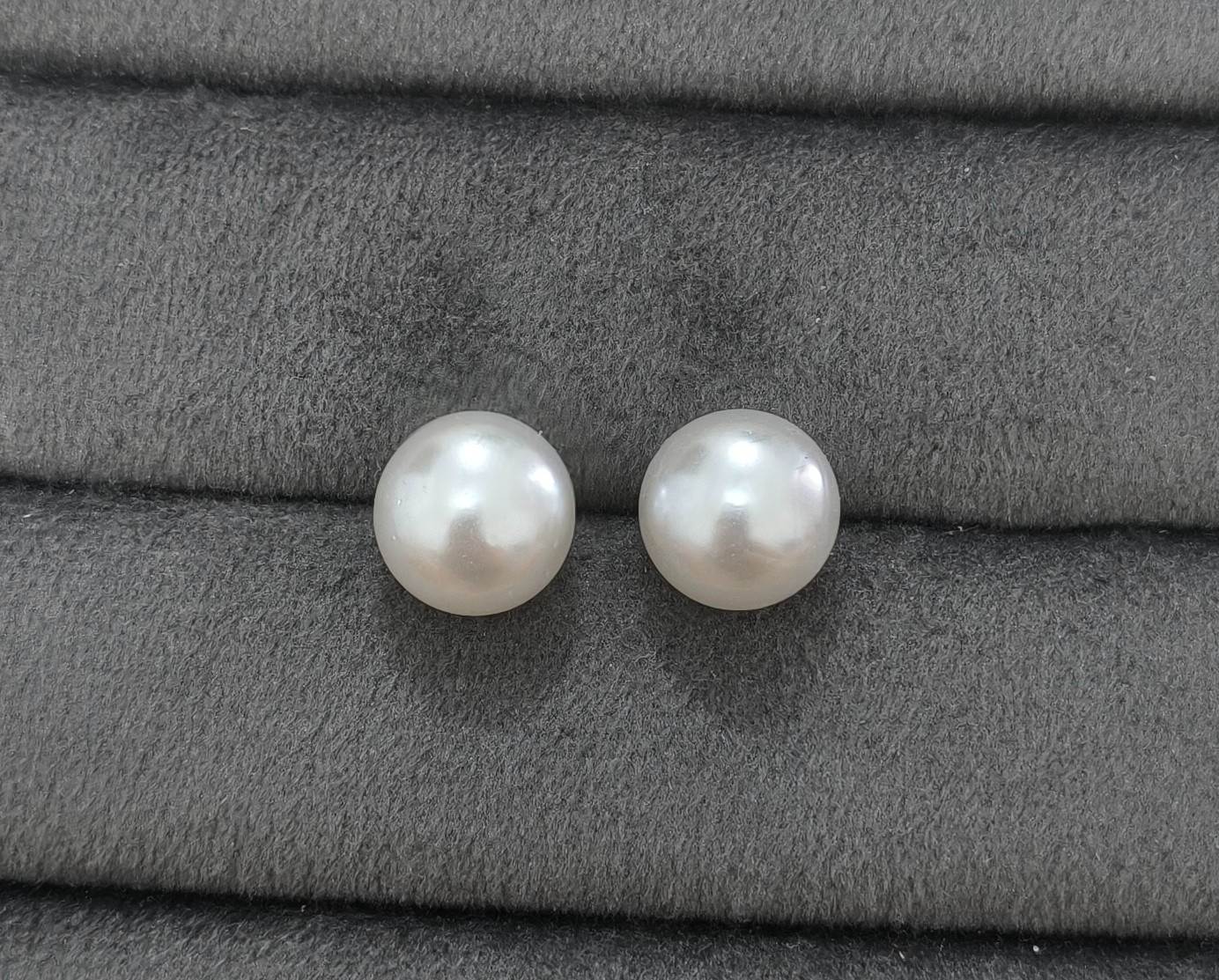 Fancy White Pearl Stud Earrings