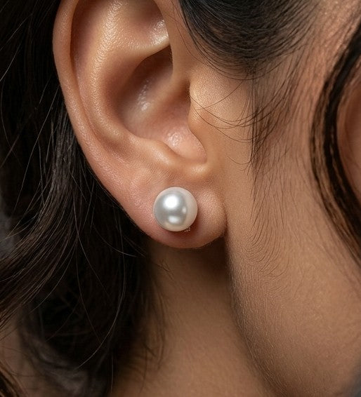 Fancy White Pearl Stud Earrings