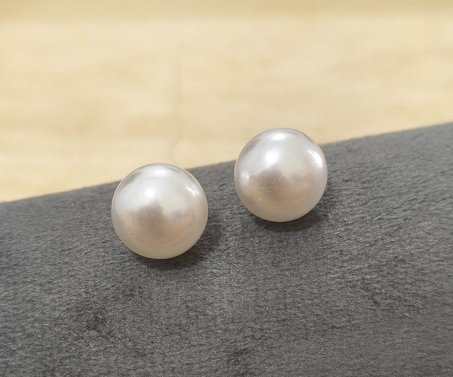 Fancy White Pearl Stud Earrings