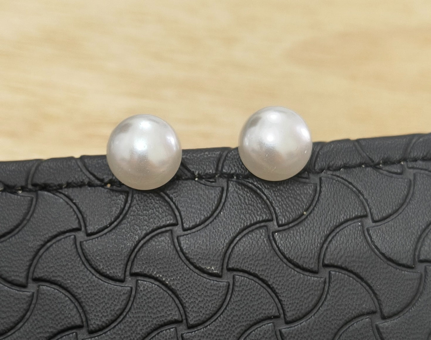 Fancy White Pearl Stud Earrings