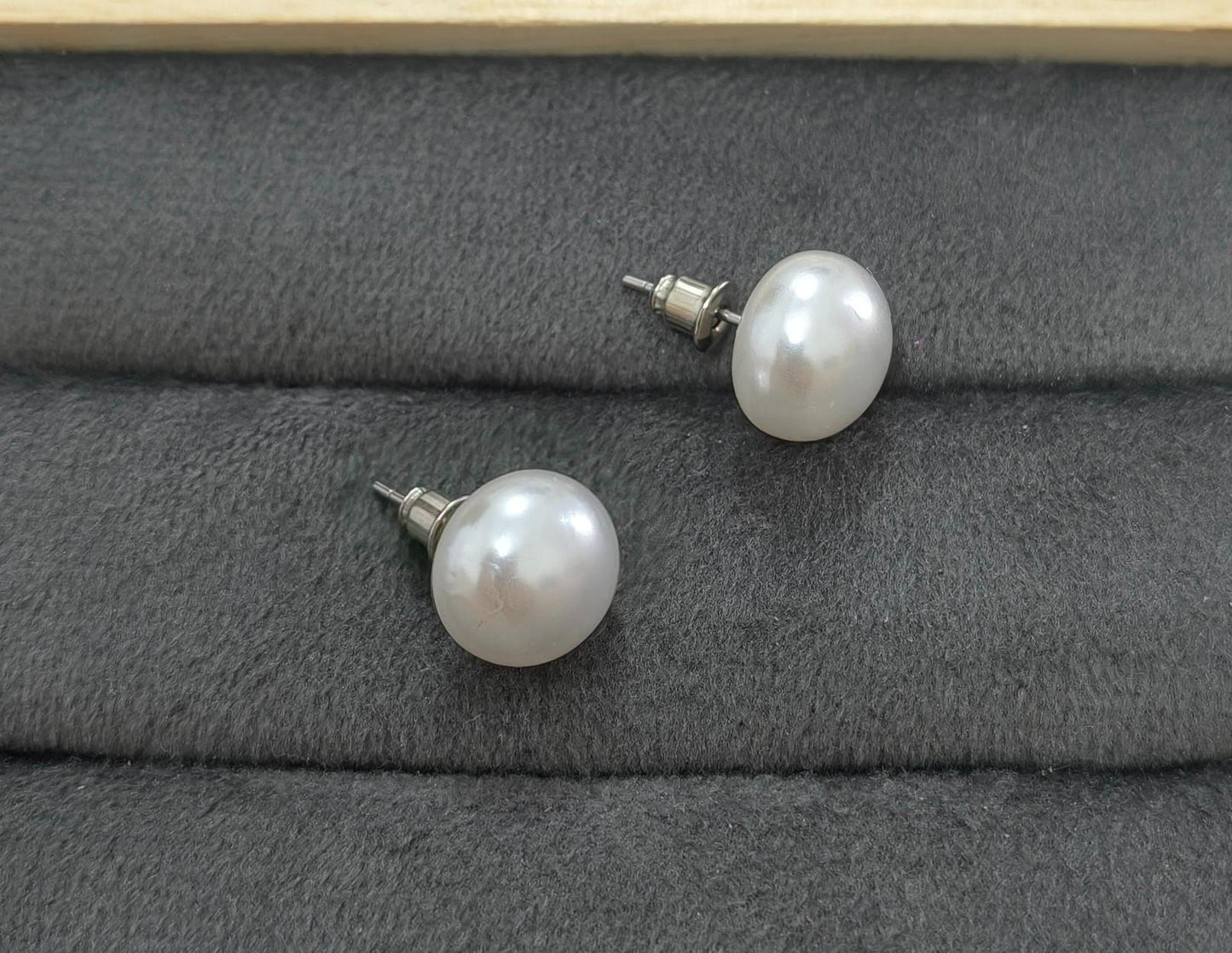 Fancy White Pearl Stud Earrings