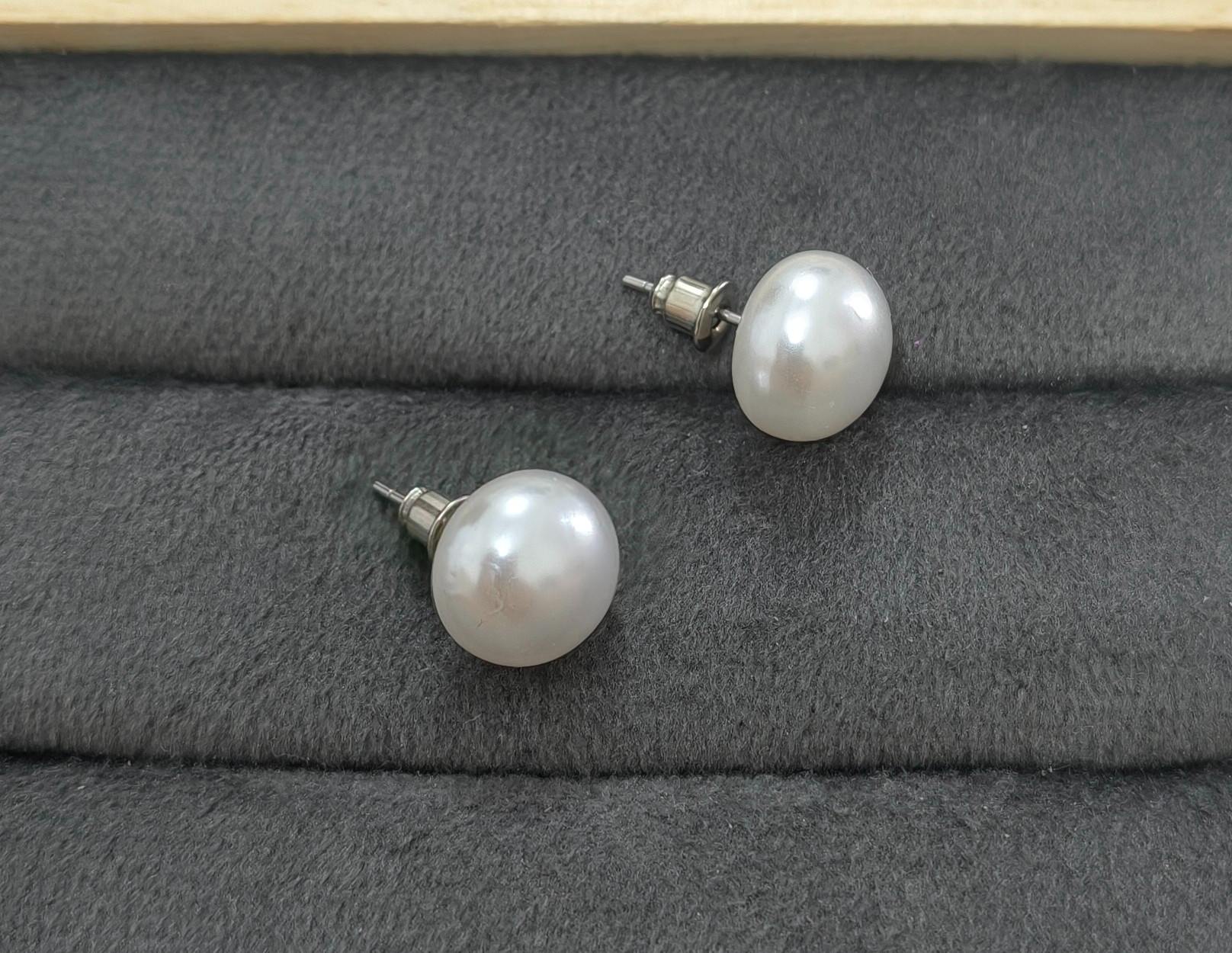 Fancy White Pearl Stud Earrings