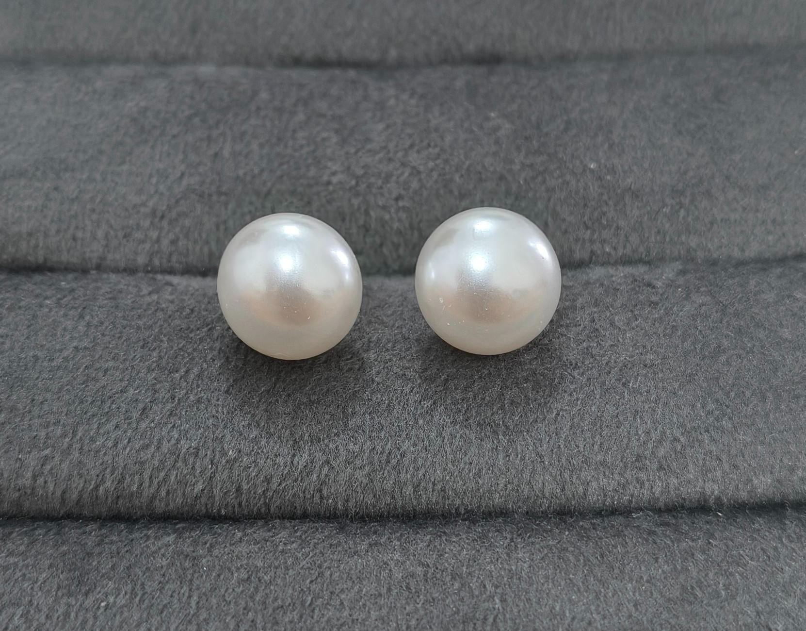 Fancy White Pearl Stud Earrings