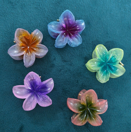 Glossy Dual Shade Flower Hair Claw Clip