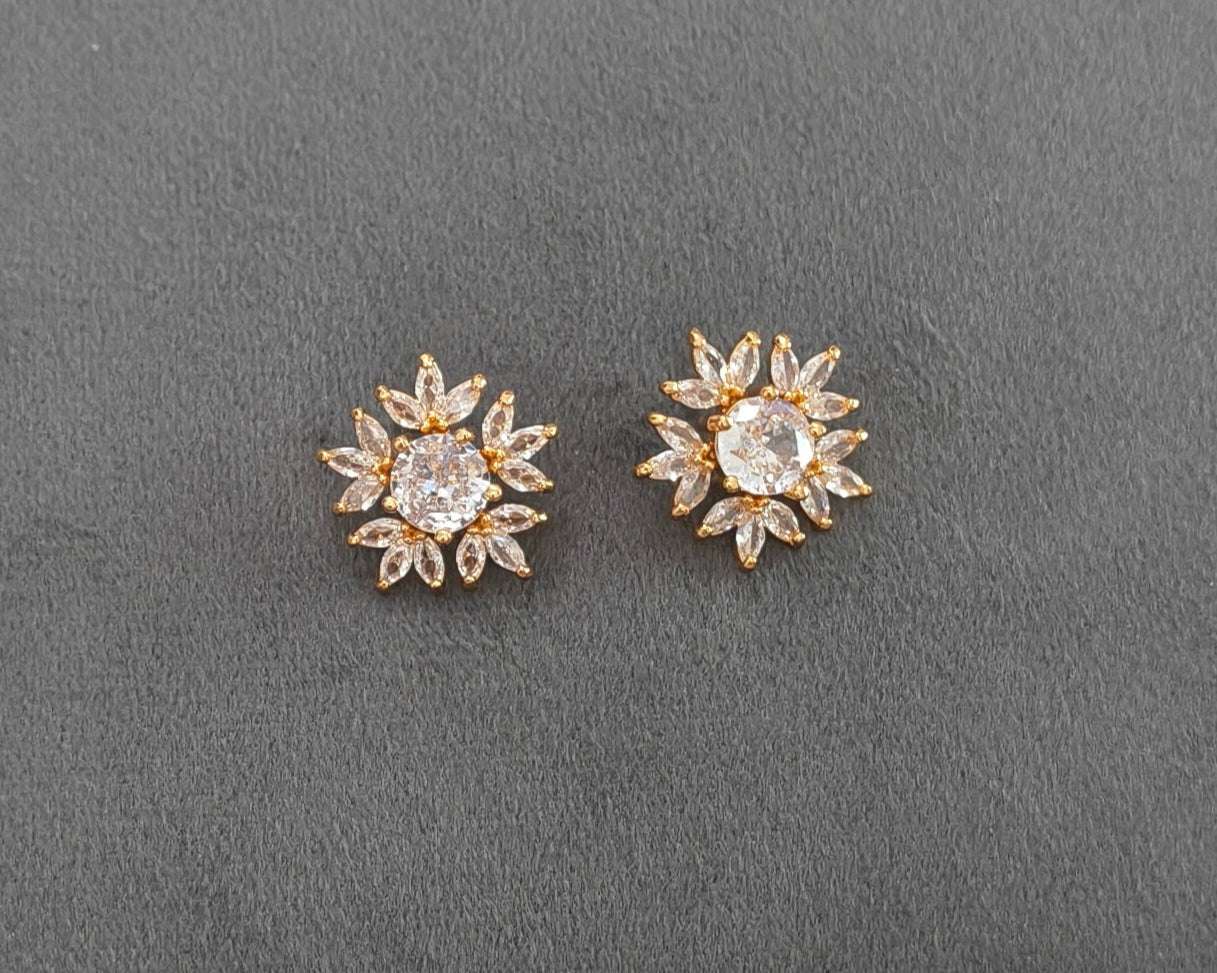 Gold Plated AD Stone Studded Bold Statement Earring 