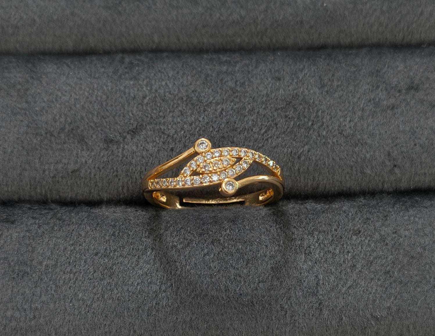 Gold Plated Adjustable Dazzling AD Stone Studded Ring