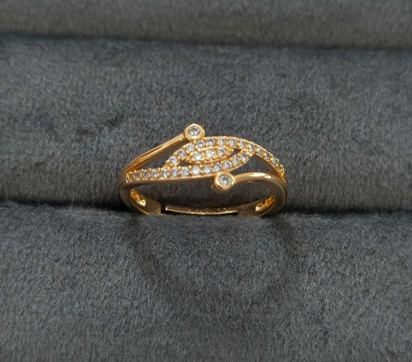 Gold Plated Adjustable Dazzling AD Stone Studded Ring