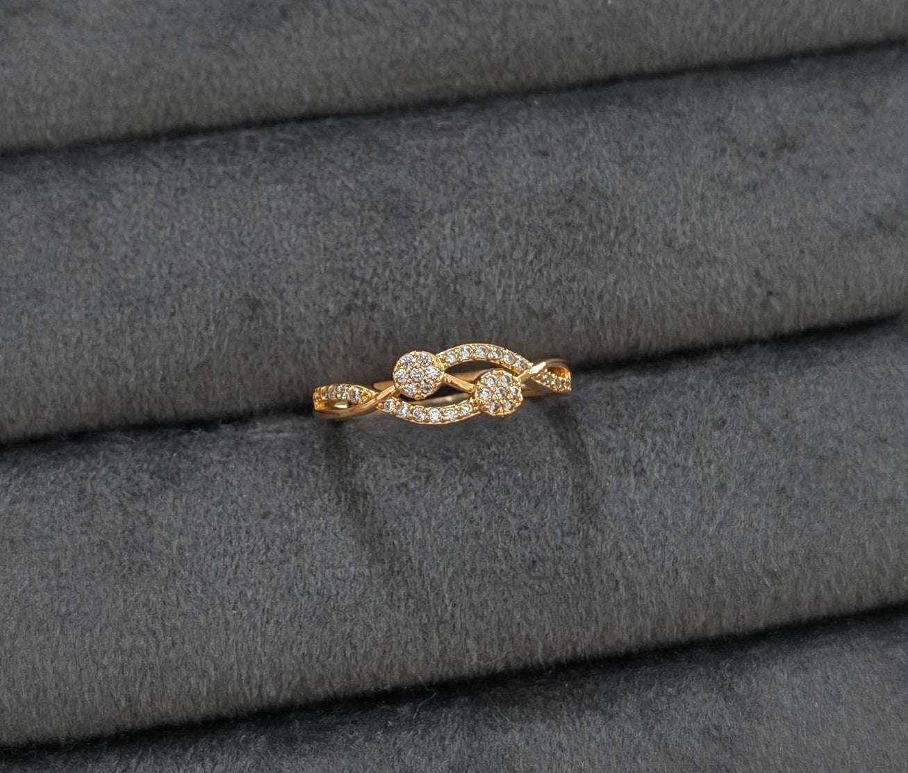 Gold Plated Adjustable Engagement AD Stone Studded Ring