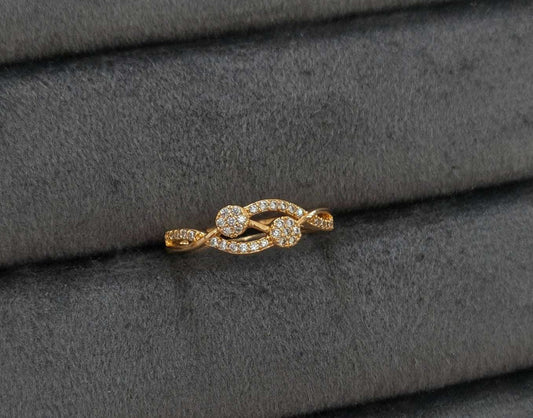 Gold Plated Adjustable Engagement AD Stone Studded Ring