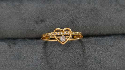 Gold Plated Adjustable Tiny Heart AD Stone Studded Ring