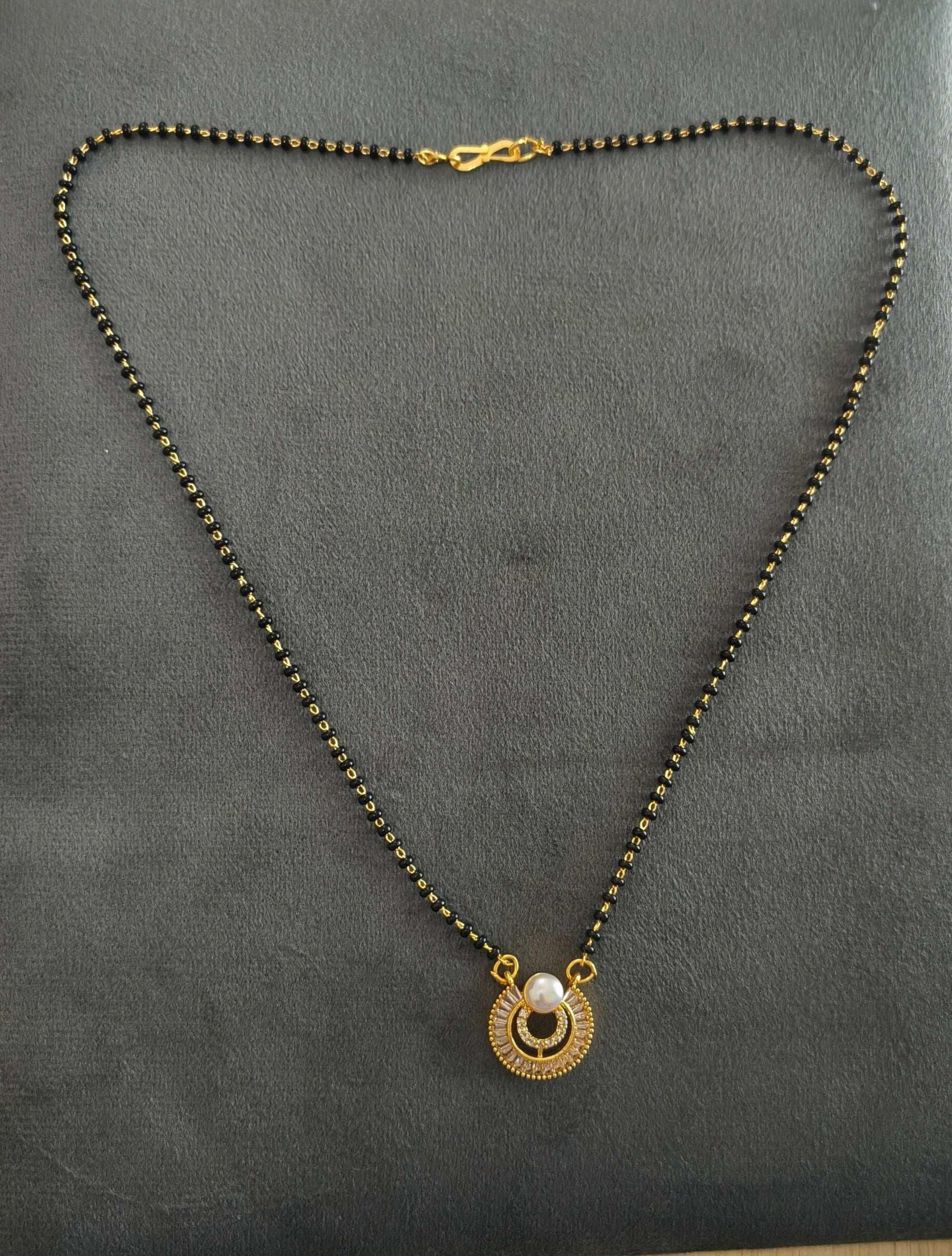 Gold Plated Classic Pearl Pendant Mangalsutra Chain